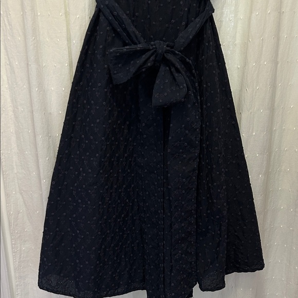 Banana Republic Dress Women’s 6 Navy Eyelet Wrap Cotton Floral Embroidered - Picture 7 of 15